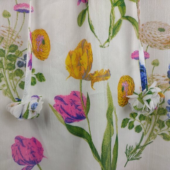 NWT Joie white floral layered V-Neck long sleeve blouse top ladies Large - Picture 3 of 8